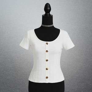 American Eagle Outfitters White Button Down Shirt, Y2K soft AE